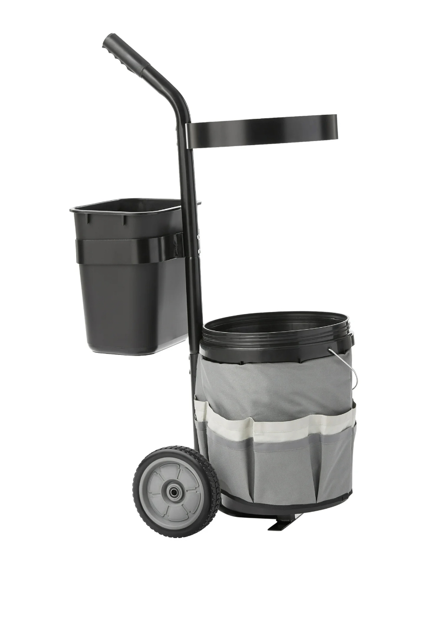 Expert Gardener Landscaping Steel Tool Caddy with Wheels, Black 40.16in.