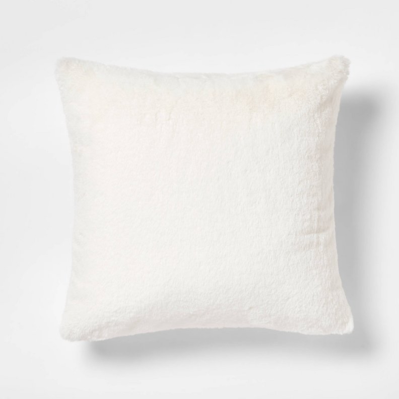 Faux Rabbit Fur Square Throw Pillow Cream - Threshold™: Decorative Cushion for Indoor, Removable Cover, Zip Closure