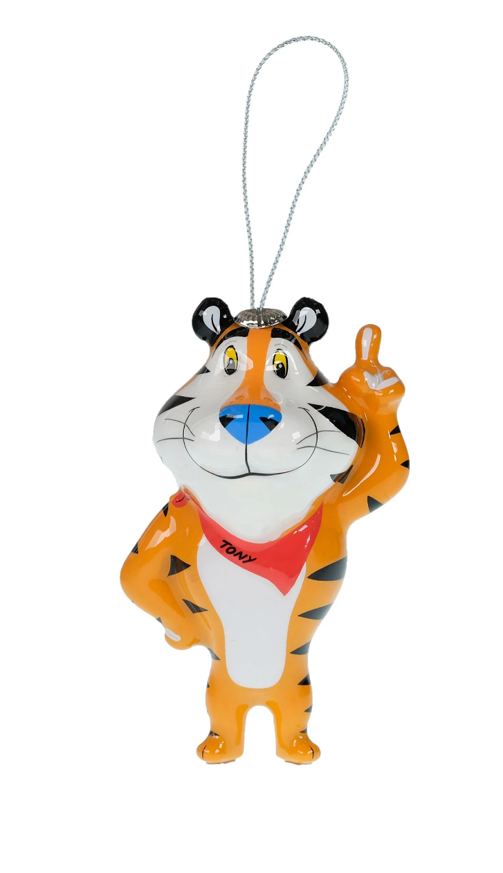 Frosted Flakes 3 Pack Decoupage Holiday Ornament Set, 4 inches Tall, Plastic, Faux Food, Blue, Novelty Ornament