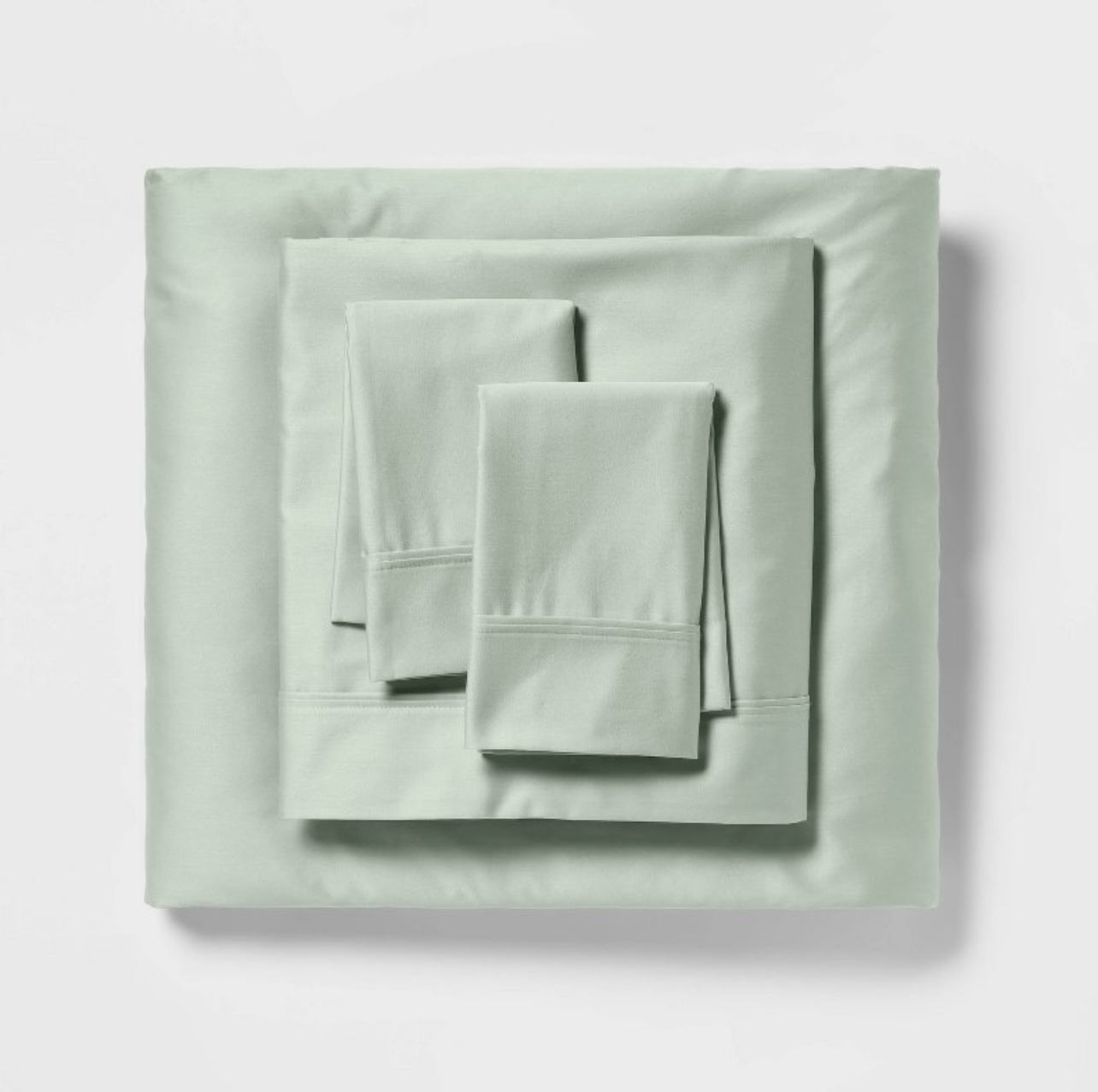 Full Solid Performance 400 Thread Count Sheet Set Silver Green - Threshold™: Cotton Sateen, Wrinkle-Resistant, OEKO-TEX Certified