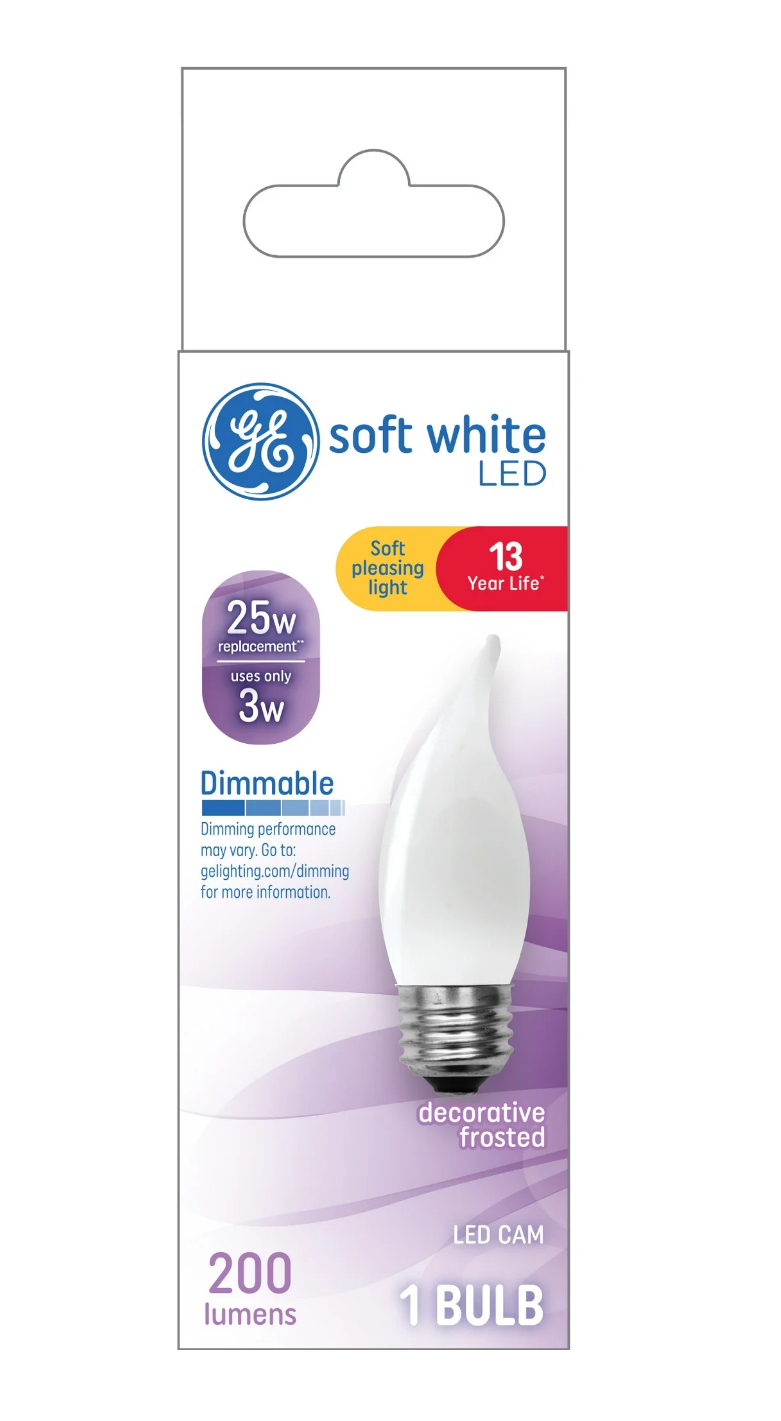 GE Soft White LED Decorative Light Bulbs, 25 Watt Eqv, Medium Base, 13yr