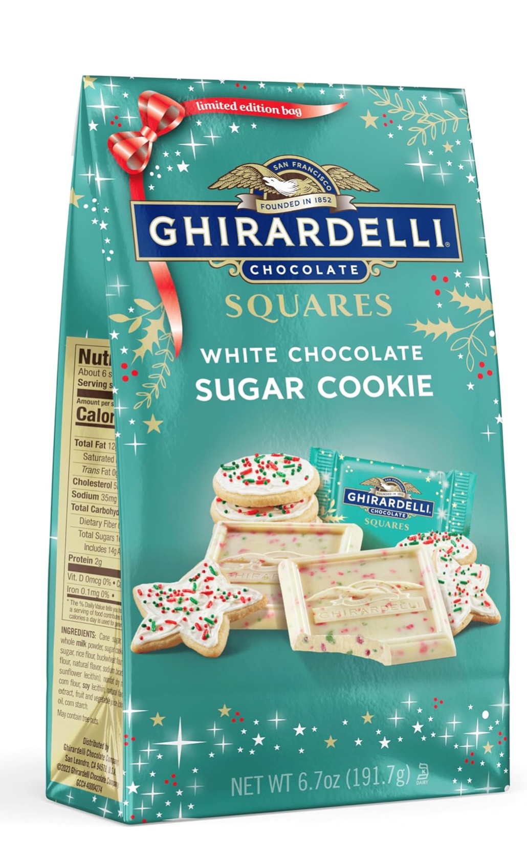 Ghirardelli White Chocolate Sugar Cookie Squares, 6.7 oz Bag