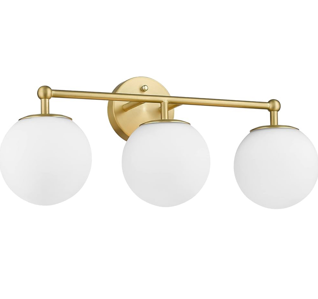 Gold Vanity Light for Bathroom, Modern Bathroom Light Fixtures Over Mirror 3-Light with Milky Glass Globe Shade