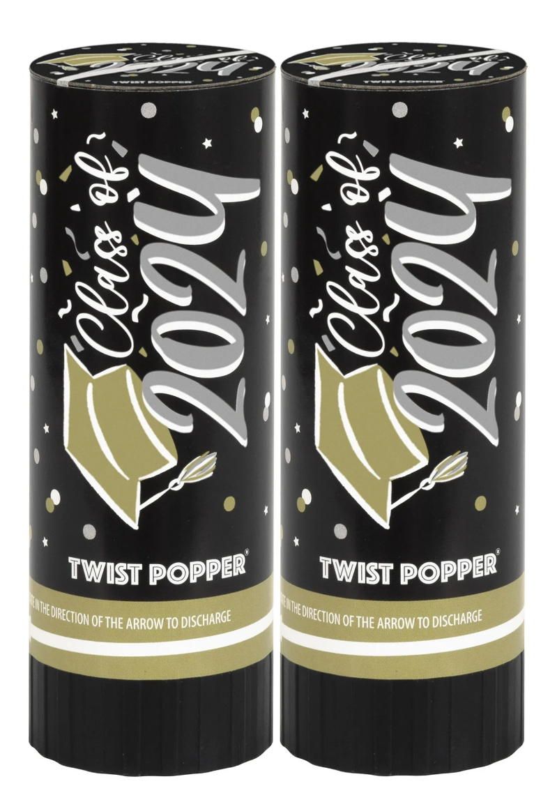 Graduation 2024 Star Multicolor Twist Confetti Poppers, 2 Count, by Way To Celebrate