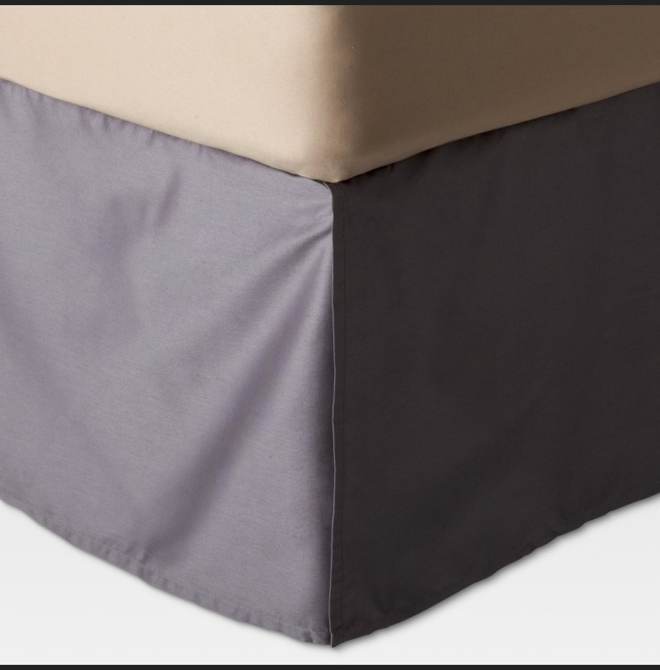 Gray Wrinkle-Resistant Cotton Bed Skirt (King) - Threshold™: Pleated Sateen, 215 Thread Count, 15" Drop