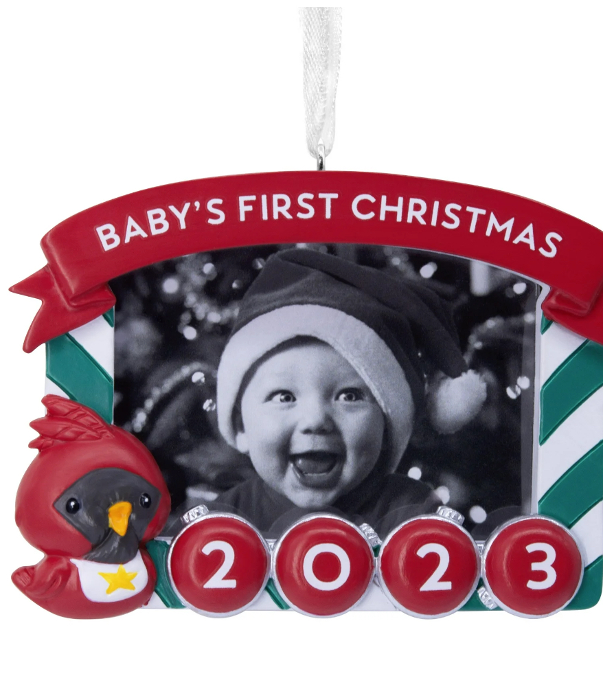 Hallmark Baby's First Christmas Red Bird 2023 Photo Frame Ornaments, 0.08lbs