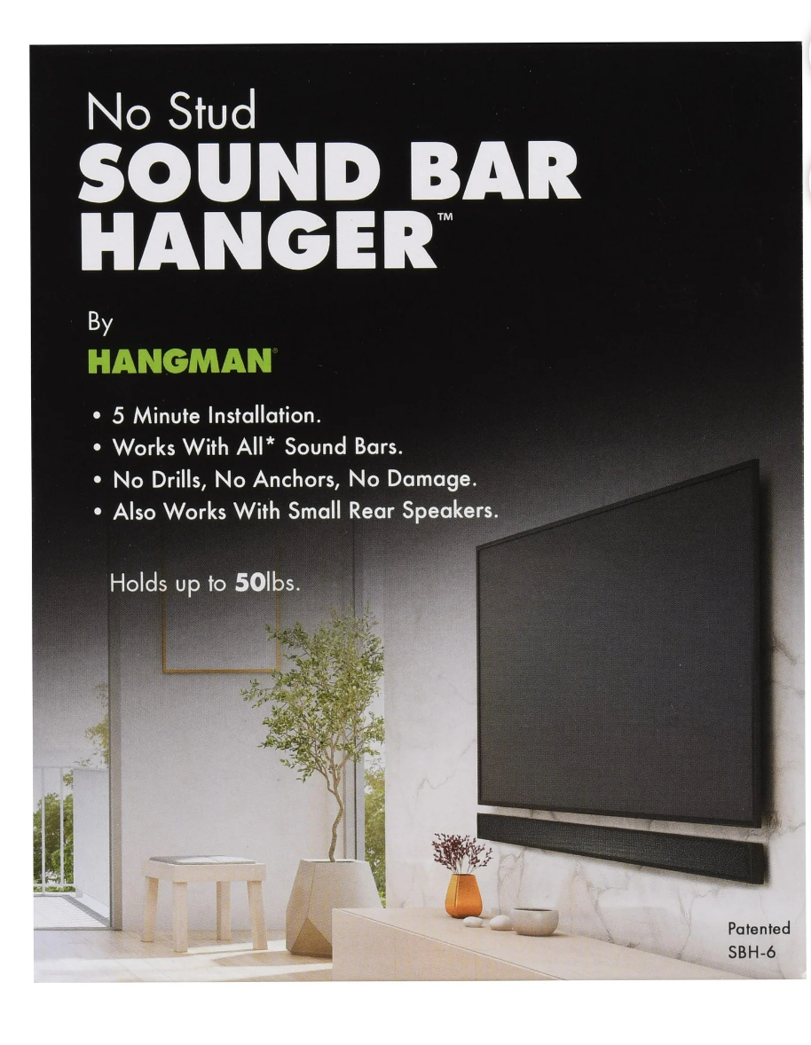 Hangman No Stud Sound Bar Hanger - SBH-6 - Adjustable - Black