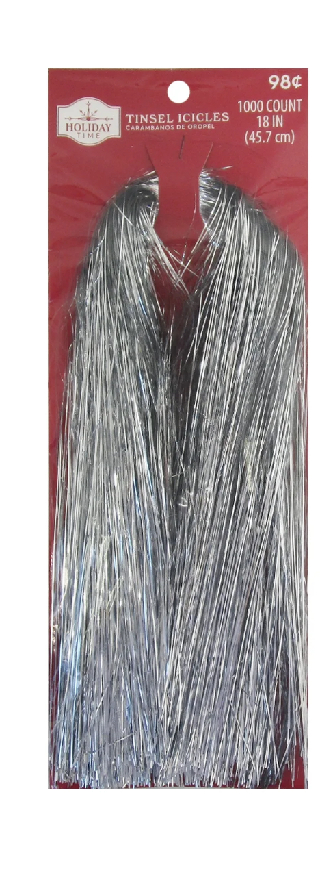 Holiday Time 1000 count Metallic Silver Tinsel Christmas Icicles