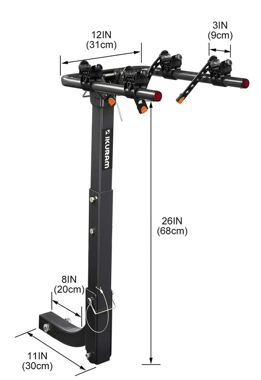 IKURAM 2 Bike Rack Bicycle Carrier Racks Hitch Mount Double Foldable Rack for Cars, Trucks, SUV's and minivans with a 2" Hitch Receiver