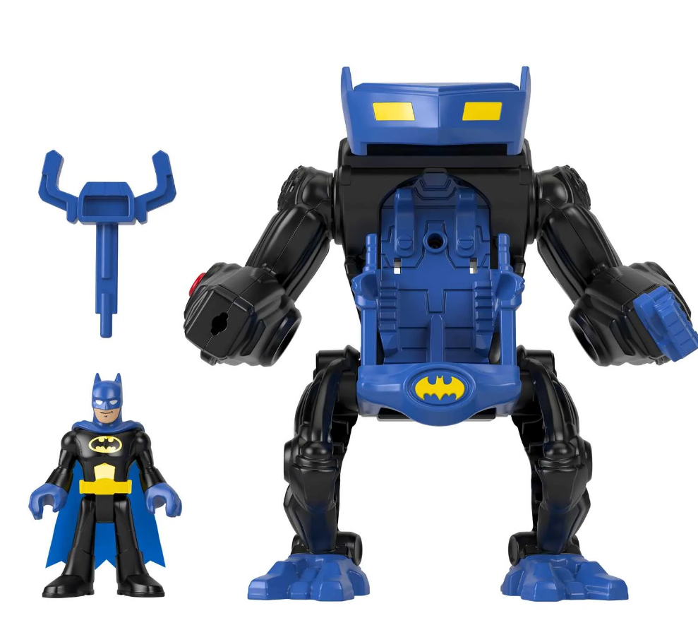 Imaginext DC Super Friends Batman Battling Robot, 3-Piece Figure Set with Lights for Preschool Kids