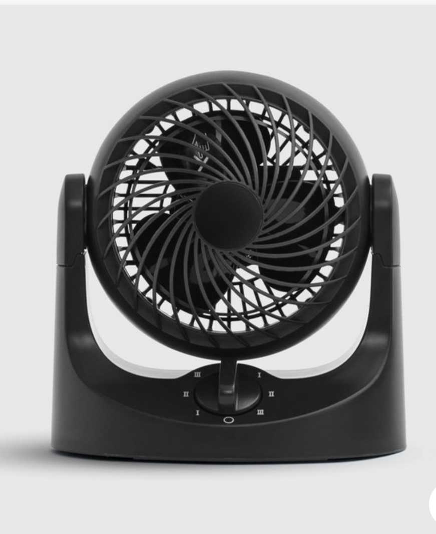 IRIS 3 Speed Desk Oscillating Fan: Portable Small Fan for Desk, Adjustable Tilt, 3 Speeds, Black, Electric, 4.75" Blade