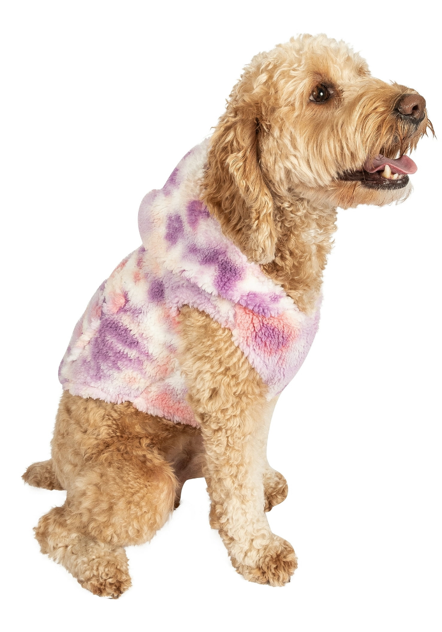 Justice Pet Polyester Sherpa Tie-Dye Dog Hoodie