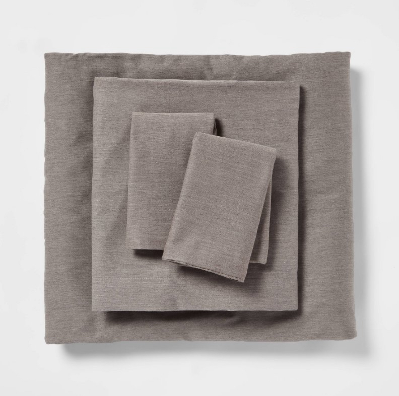 King Easy Care Cotton Blend Sateen Sheet Set Heather Gray - Room Essentials™: 225 Thread Count, OEKO-TEX Certified