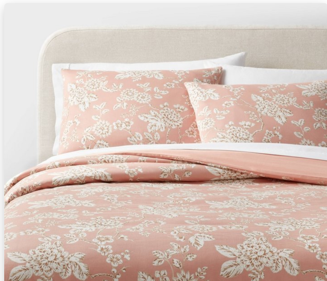 King Floral Printed Comforter And Sham Set Light Pink -Threshold