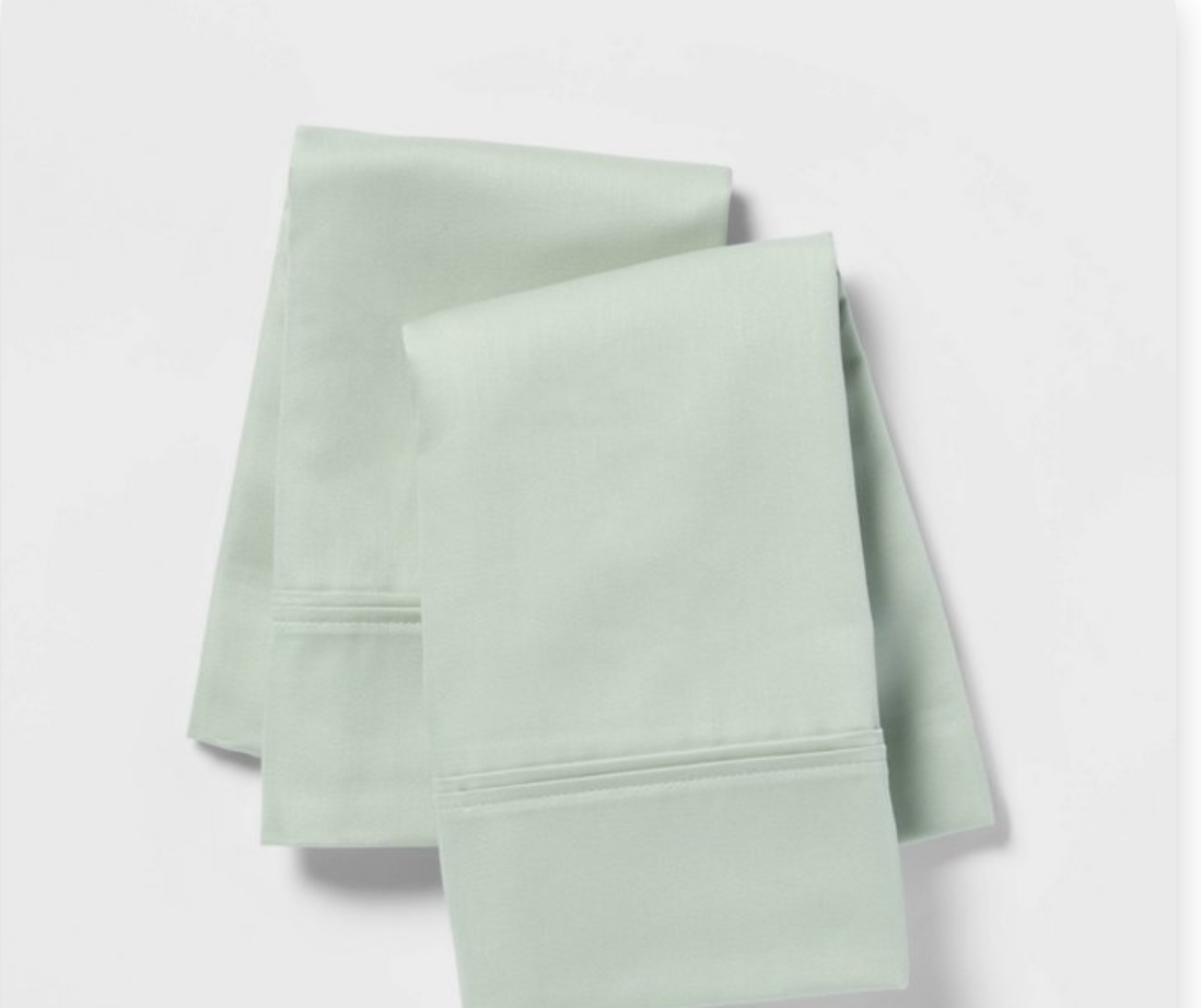 King Solid Performance 400 Thread Count Pillowcase Set Sliver Green -Threshold