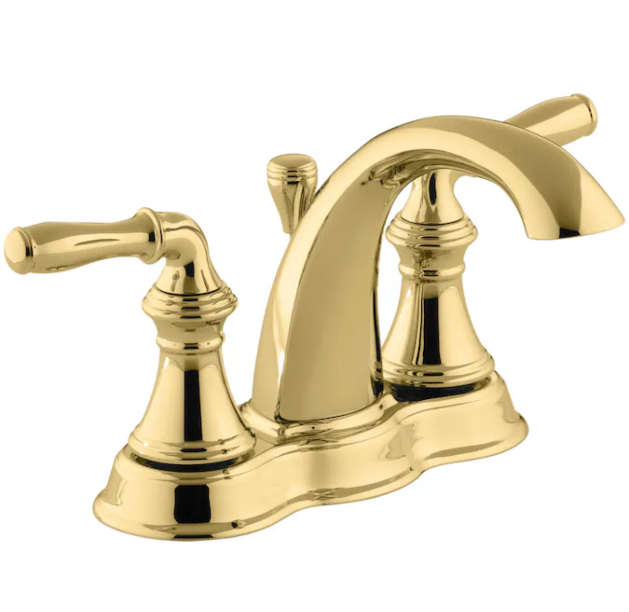 KOHLER Devonshire Vibrant Polished Brass 4-in centerset 2-handle WaterSense Mid-arc Residential Handle Bathroom Sink Faucet