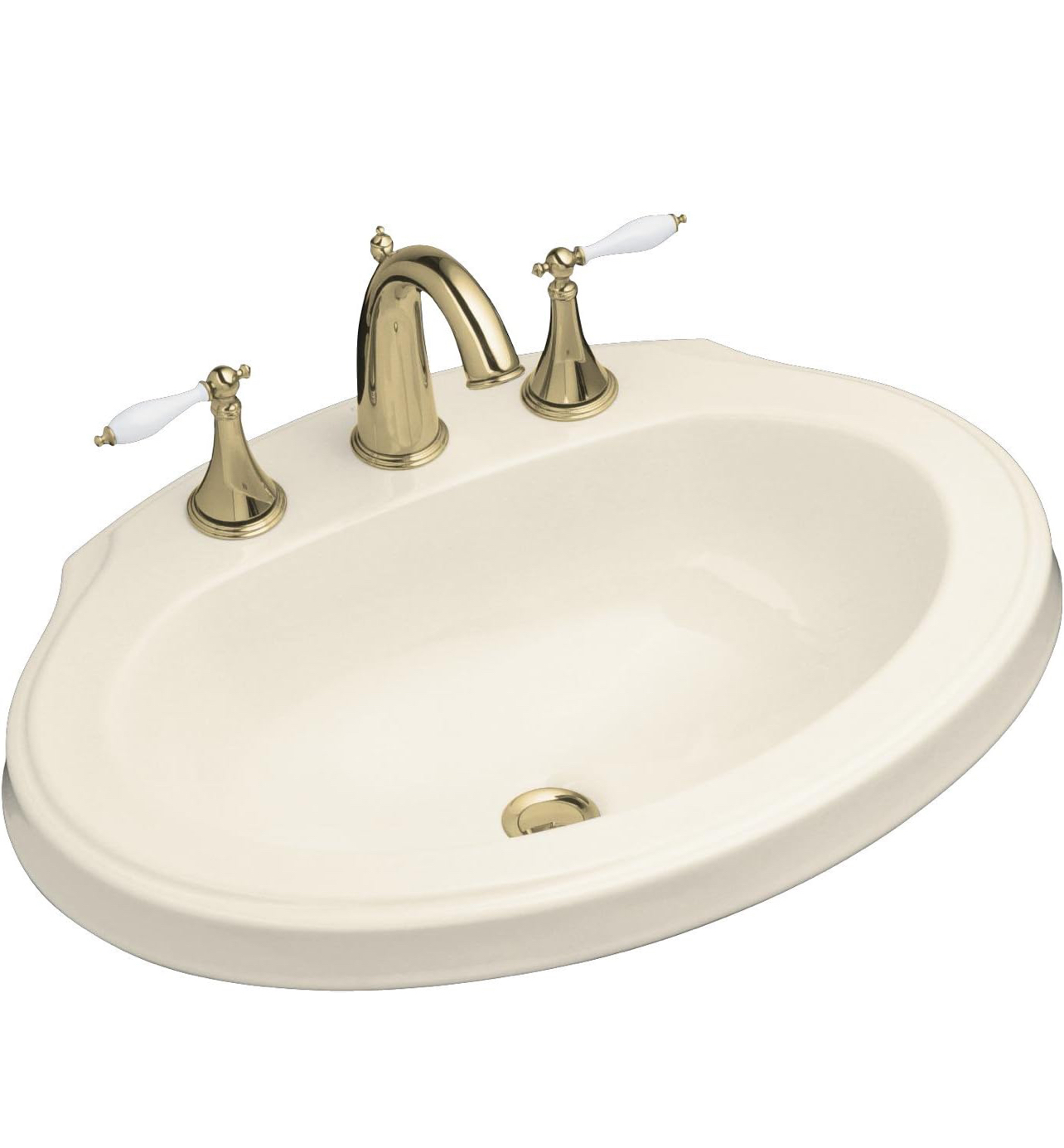 KOHLER K-2329-8-47 Leighton Self-Rimming Bathroom Sink, Almond