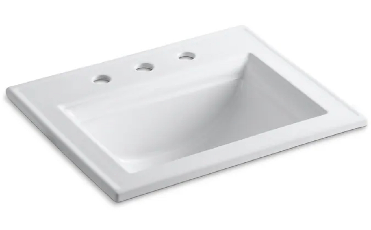KOHLER Memoirs Stately Vitreous china Drop-in Rectangular Traditional White Bathroom Sink