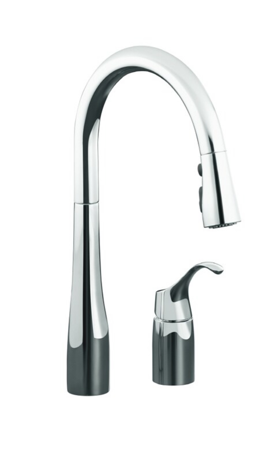 KOHLER Simplice Polished Chrome Single Handle Deck-mount Handle Residential Pulldown Kitchen Faucet with Sprayer