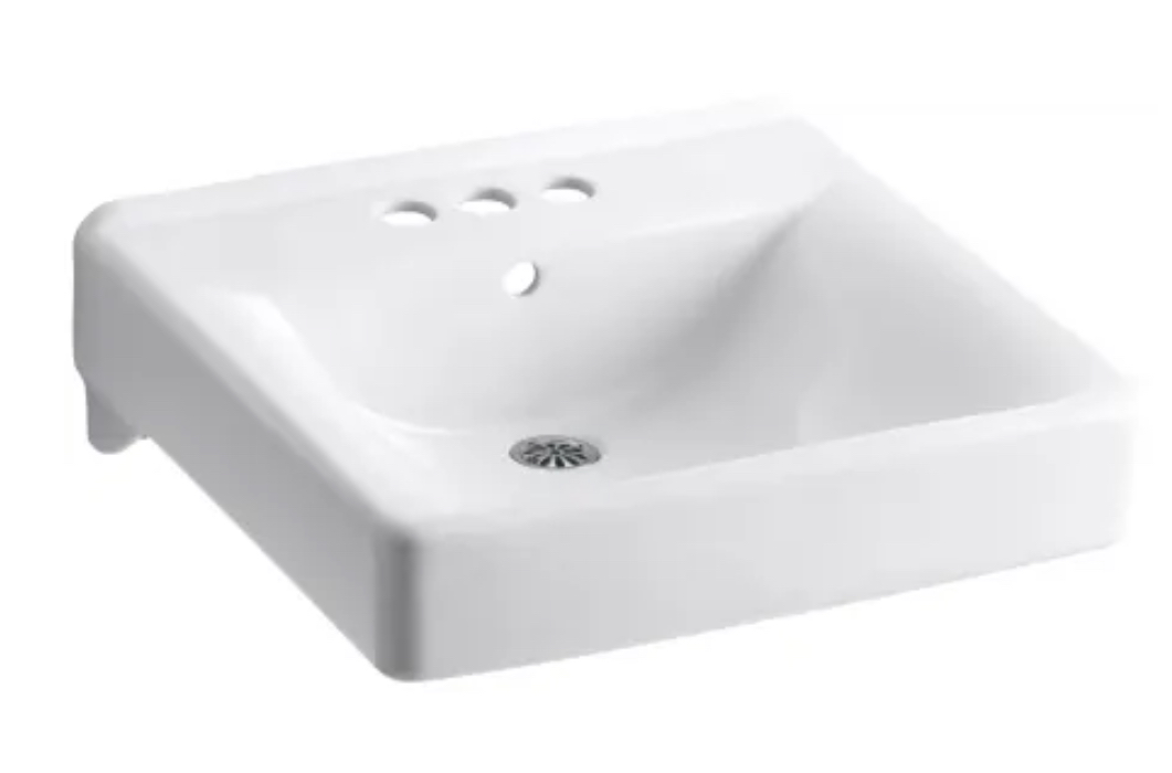 Kohler Soho 18" Wall Mounted Bathroom Sink with 3 Holes Drilled and Overflow