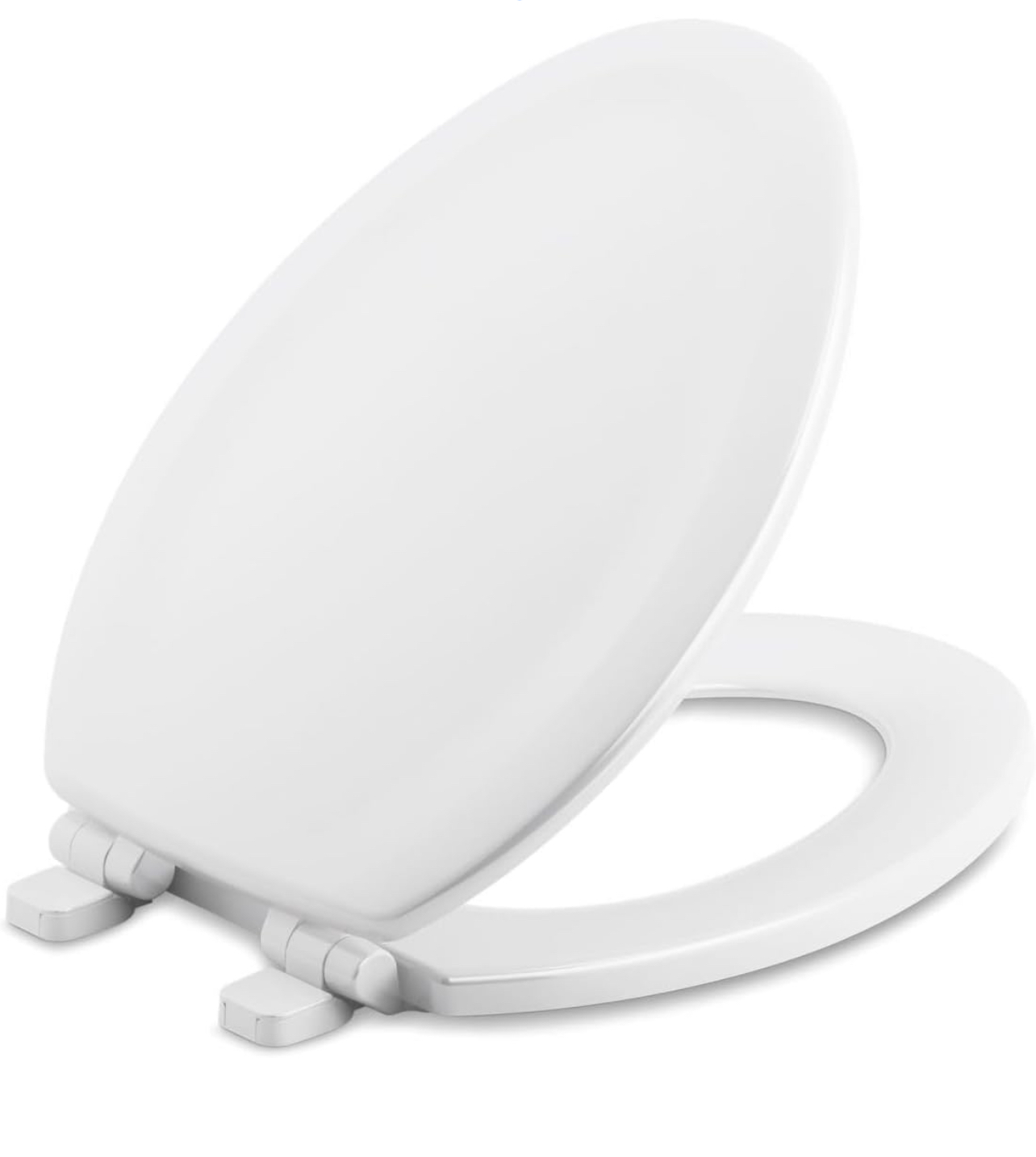 KOHLER Stonewood Elongated Toilet Seat with Quiet-Close Lid, Molded Wood Toilet Seat, White