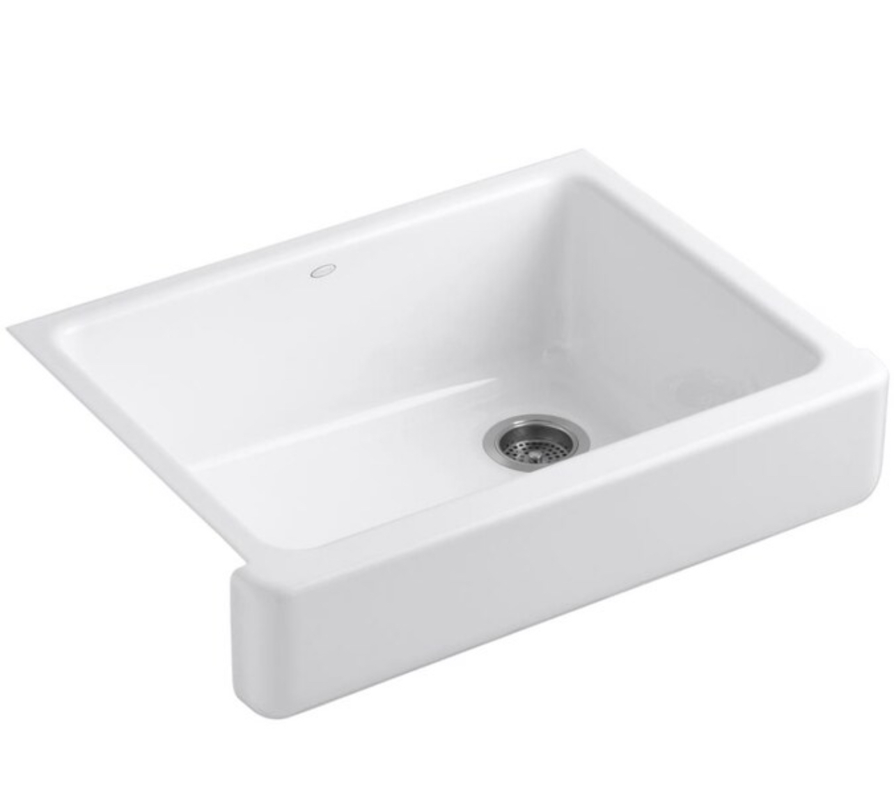 KOHLER Whitehaven Farmhouse apron front 29.5-Inches x 21.56-Inches White Cast iron Single bowl No Faucet Hole Kitchen Sink