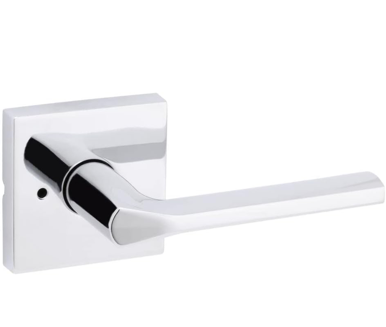 Kwikset Lisbon Interior Privacy Door Handle with Lock, Door Lever For Bathroom and Bedroom, Polished Chrome Reversible Keyless Push Button Lock Door Lever