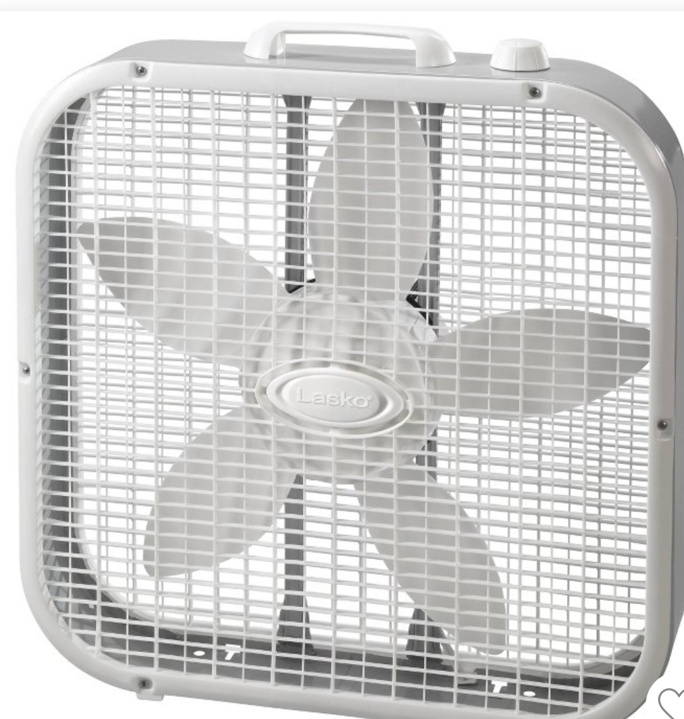 Lasko Box Fan Black: 20" Portable Floor Fan, 3 Speeds, Indoor Use, ETL Listed, Air Circulation for Rooms 100-300 sq. ft.