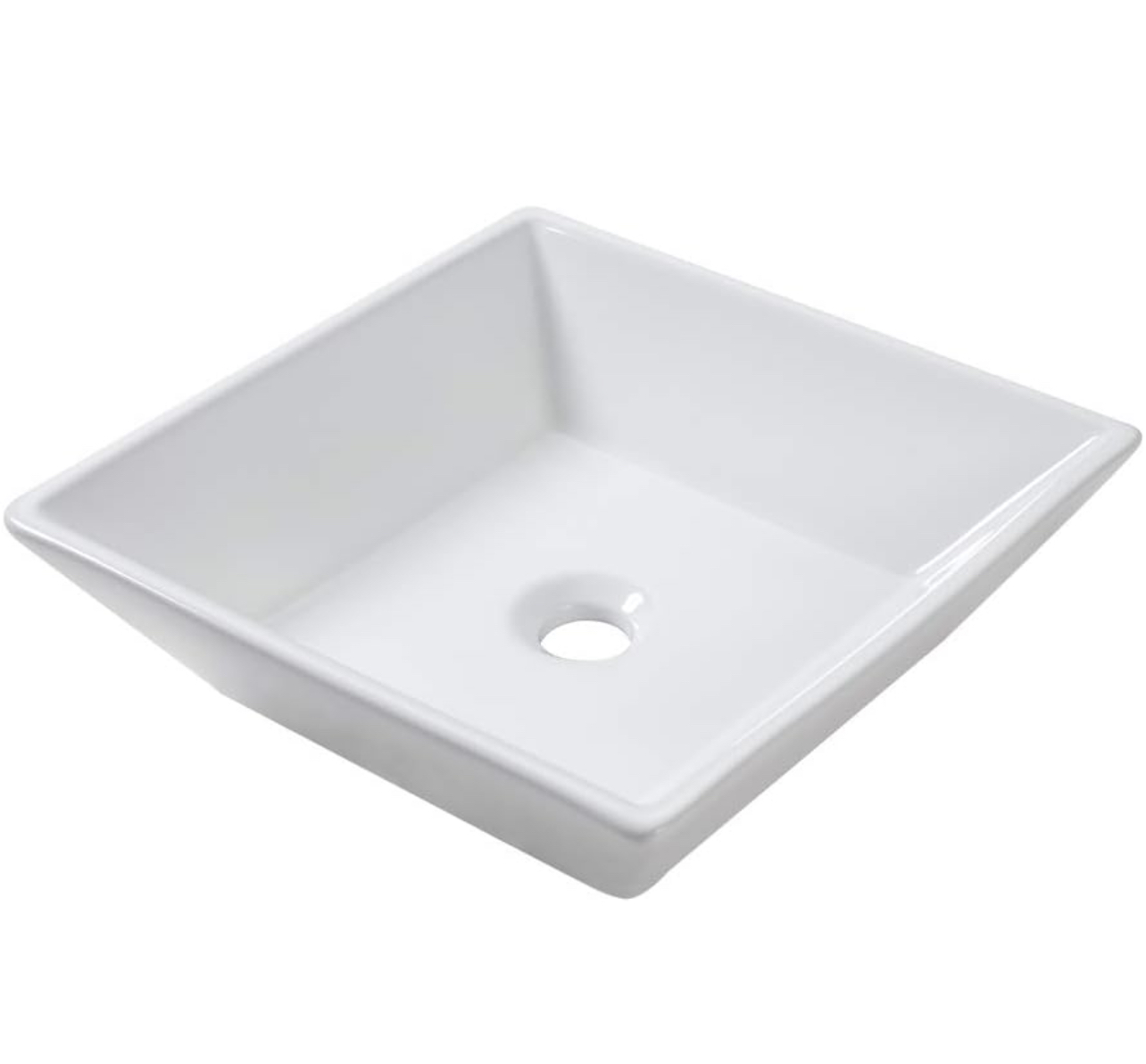 Lordear Bathroom Vessel Sink Square 16 Inch Modern Square Above Counter White Porcelain Ceramic Bathroom Vessel Vanity Sink Art Basin