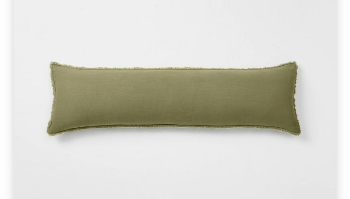 Lumbar Heavyweight Linen Blend Throw Moss Green -Casaluna