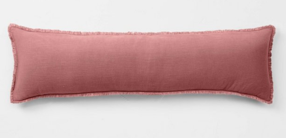 Lumbar Heavyweight Linen Blend Throw Pillow Rose- Casaluna