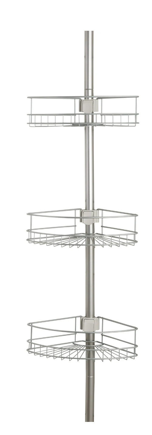 Mainstays Satin Nickel Steel Tension Pole Shower Caddy