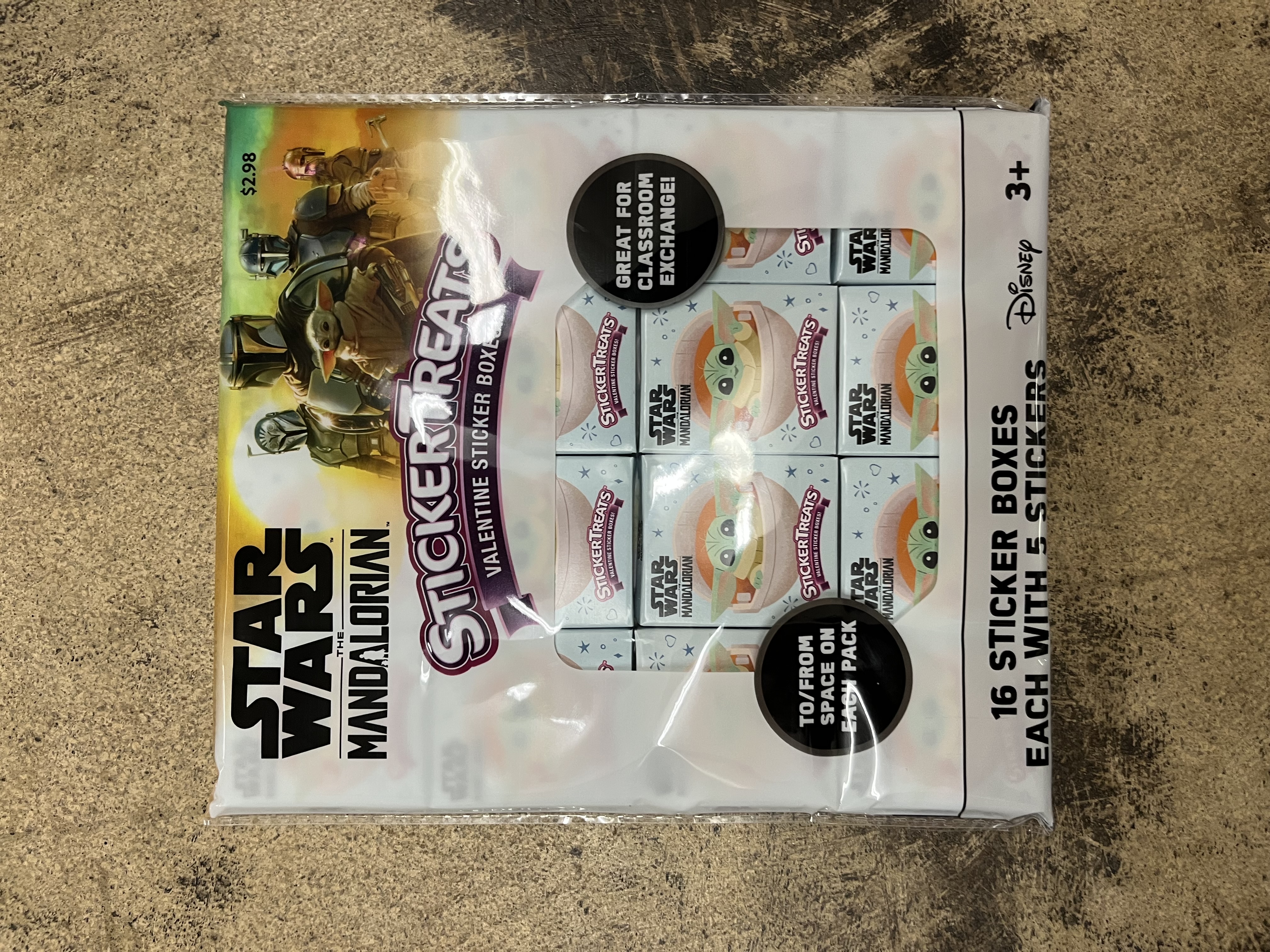Mandalorian Sticker Treats, Valentine's Day, Party, Exchange, Paper, Greeting Card Sets 16 Count