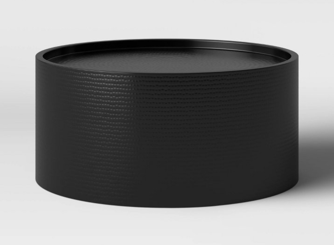 Manila Round Hammered Drum Coffee Table Black - Threshold™: Modern Luxury, No Assembly Required, Metal Frame