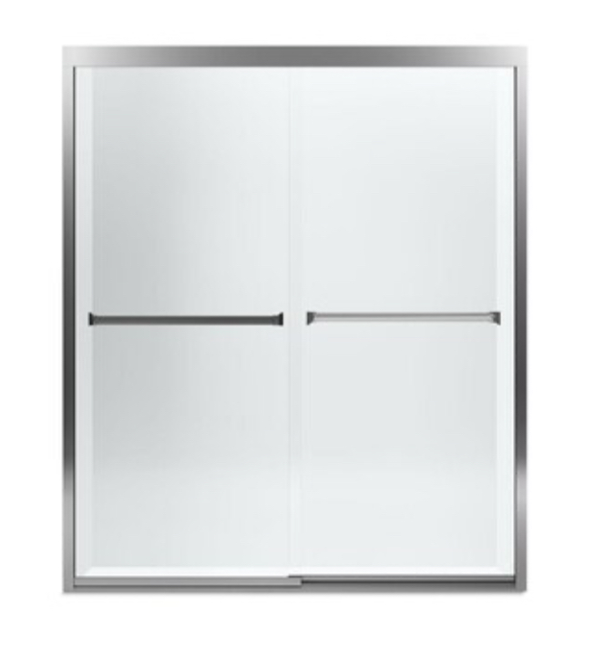 Meritor Frameless Sliding 59-3/8" x 69-11/16" Shower Door with ComforTrack, Reversible Opening