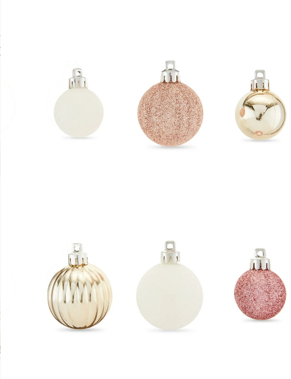 Mini Champagne, Blush & White Shatterproof Christmas Ornaments, 20 Count, by Holiday Time