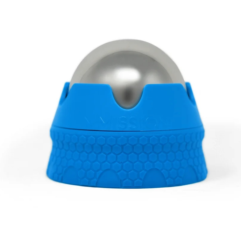 MISSION Max Chill Fitness Stainless-Steel Ball Massage Roller for Pain Relief, Blue