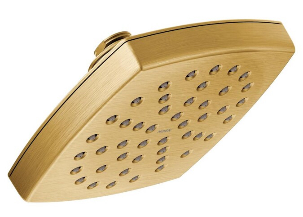 MOEN Brushed Gold 6-in Square Fixed Rain Shower Head 2.5 GPM