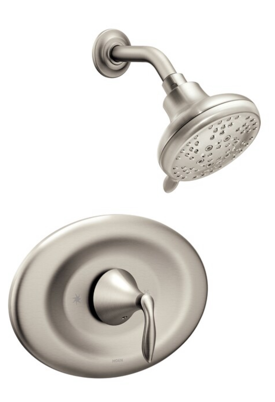 MOEN Eva Brushed Nickle 1-handle Multi-function 4-in Round Shower Faucet (Valve Not Included)
