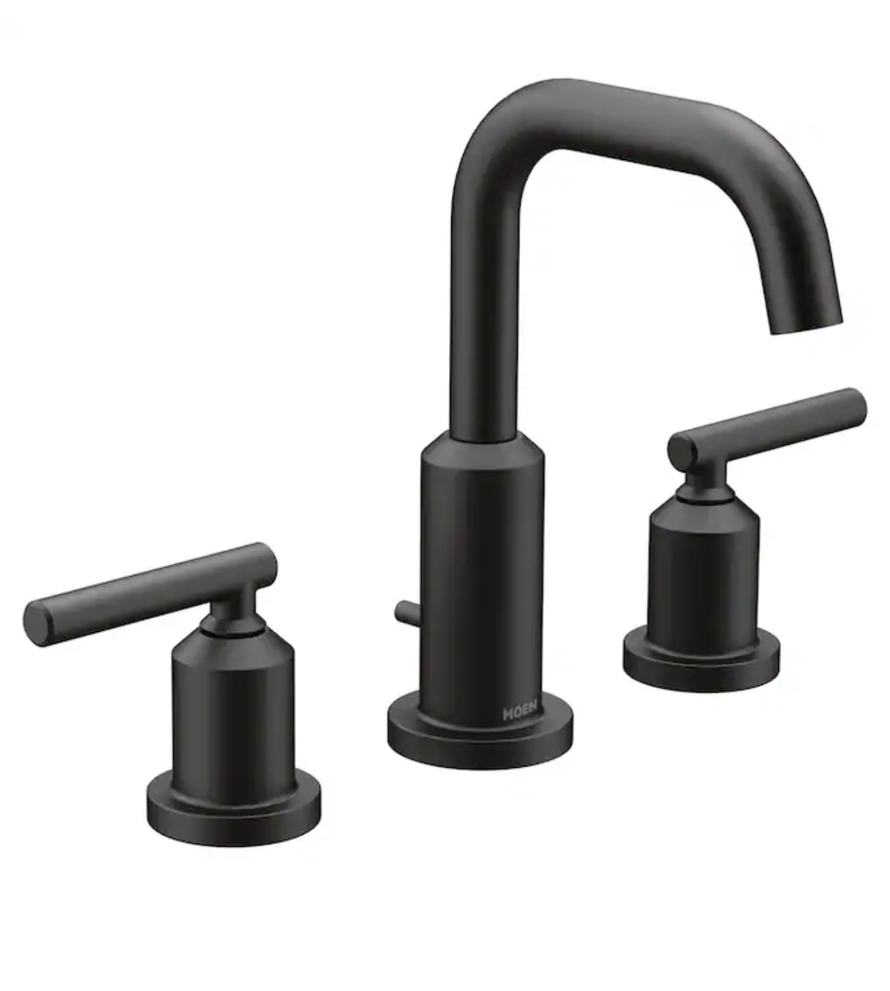 Moen Gibson Matte Black Widespread 2-handle WaterSense High-arc Commercial/Residential Handle Bathroom Sink Faucet with Drain