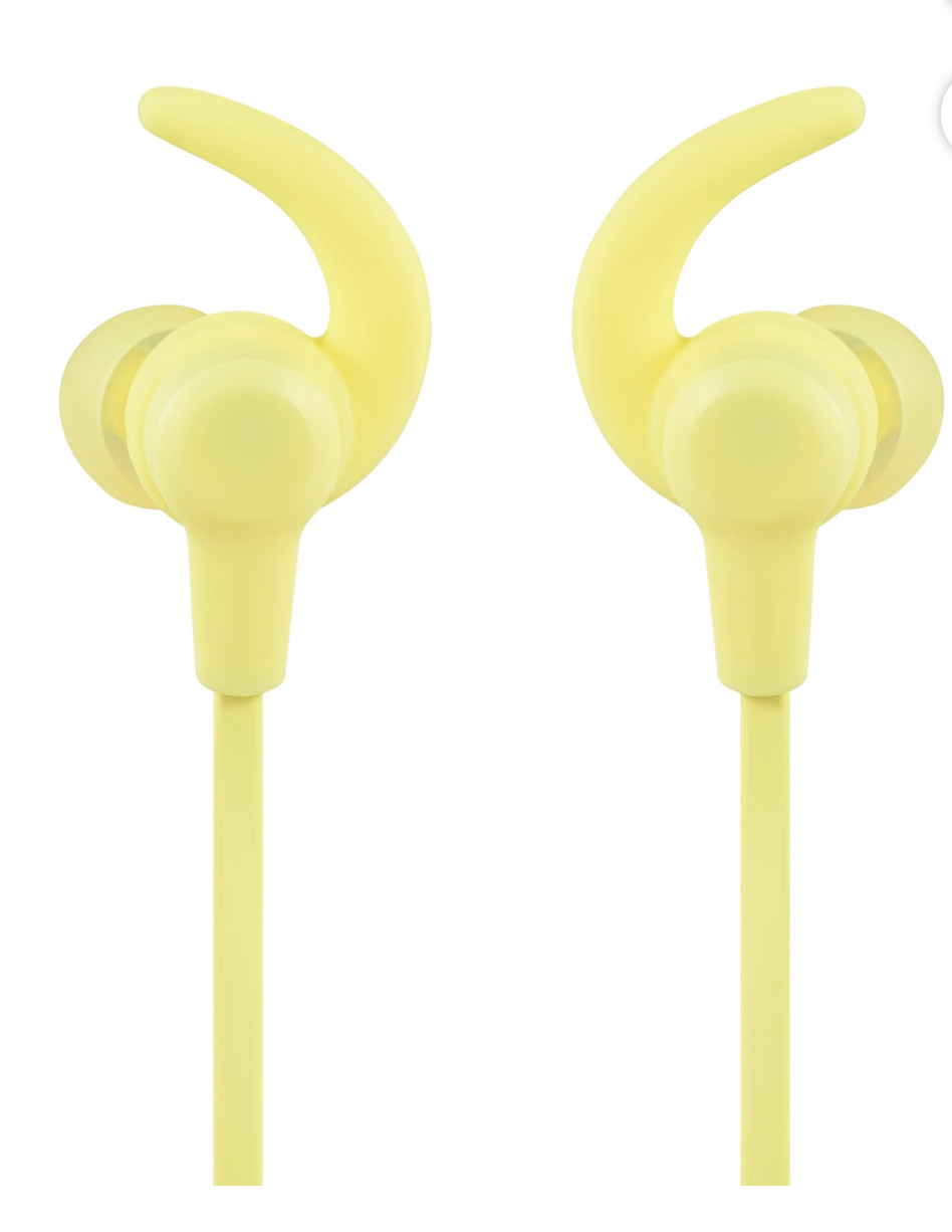 New - onn. Wireless Earphones-7 Hours Playtime, Yellow