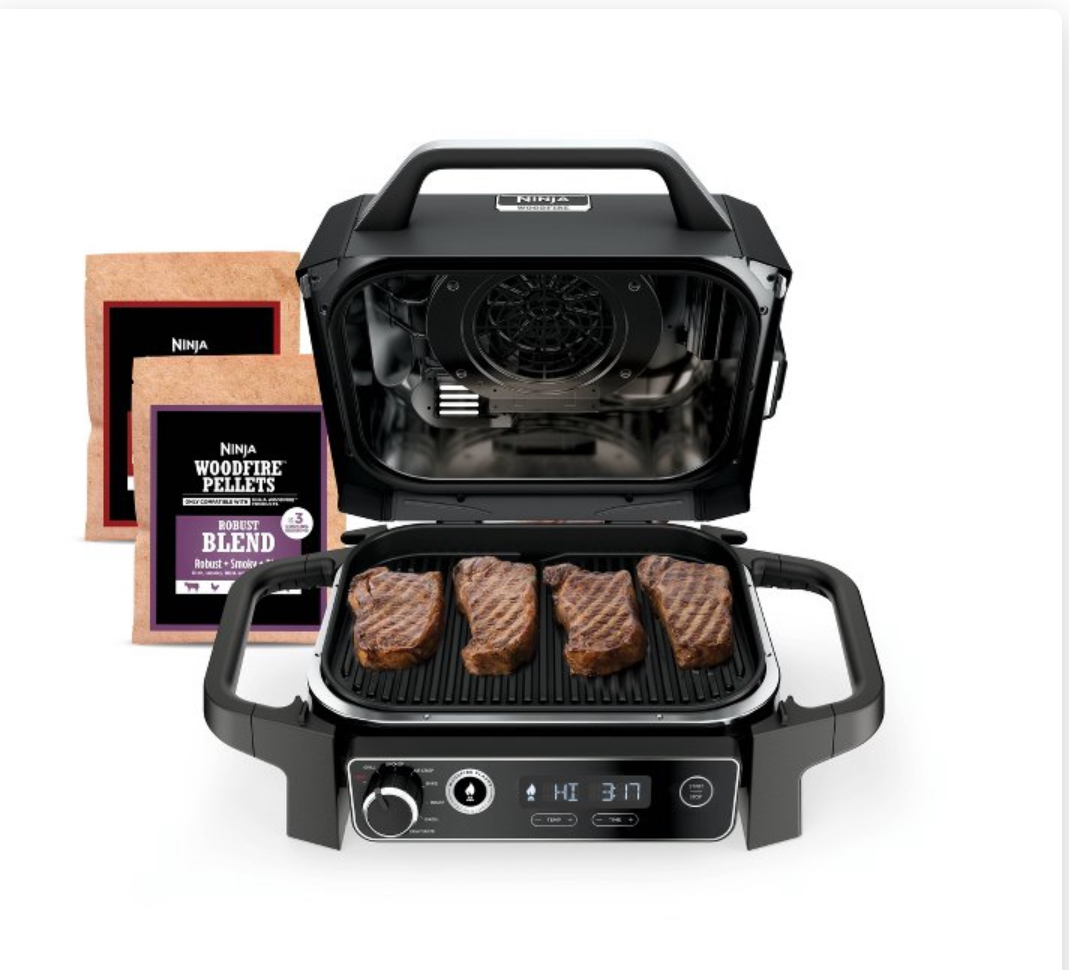 Ninja Woodfire Outdoor Grill & Smoker , 7 in 1 Master Grill , BBQ Smoker And Air Fryer With Woodfire Technology