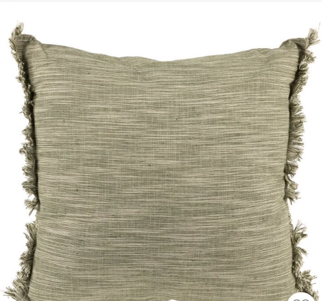 Northlight 15” Sage Green Square Throw Pilloe Woth Fringe