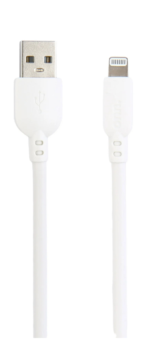 onn. 10-Foot Lightning to USB Charging Cable - White