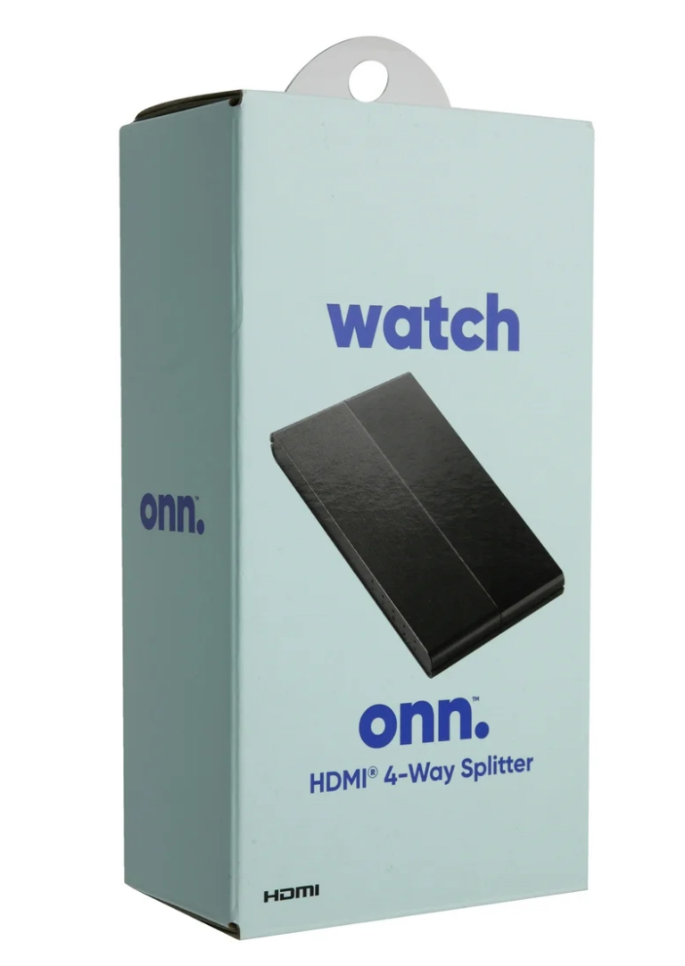 onn. 4-Port High Speed 4K HDMI Splitter For HDTVs Monitors and Projectors, Black