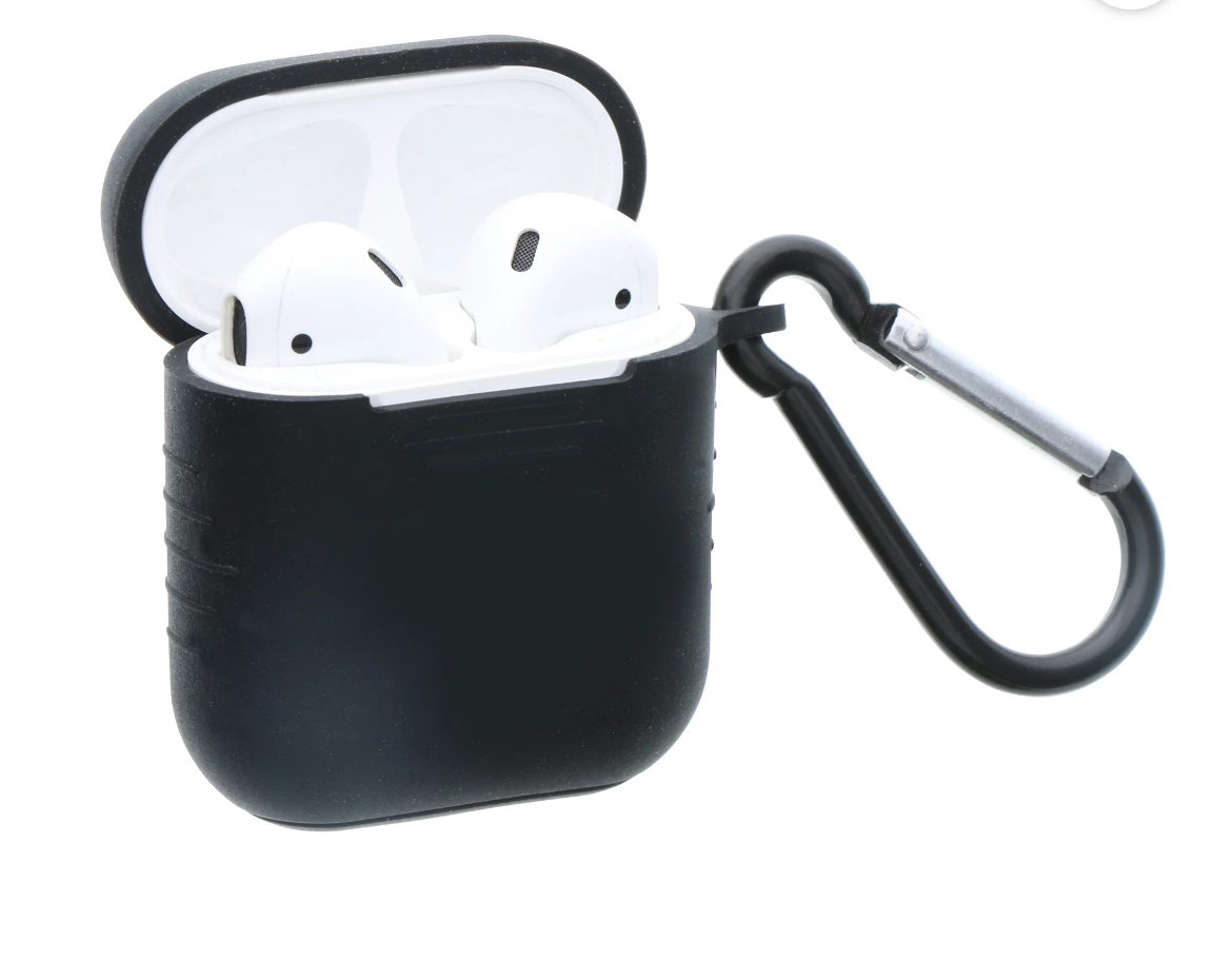 onn. Charging Case Soft Protective Skin for Wireless Earbuds, Neck Strap and Carabiner included