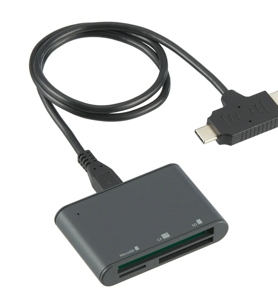 onn Compactflash(CF)|SD|microSD|MiniSD Plug N Play USB/Micro-USB/USB-C Memory Card Reader