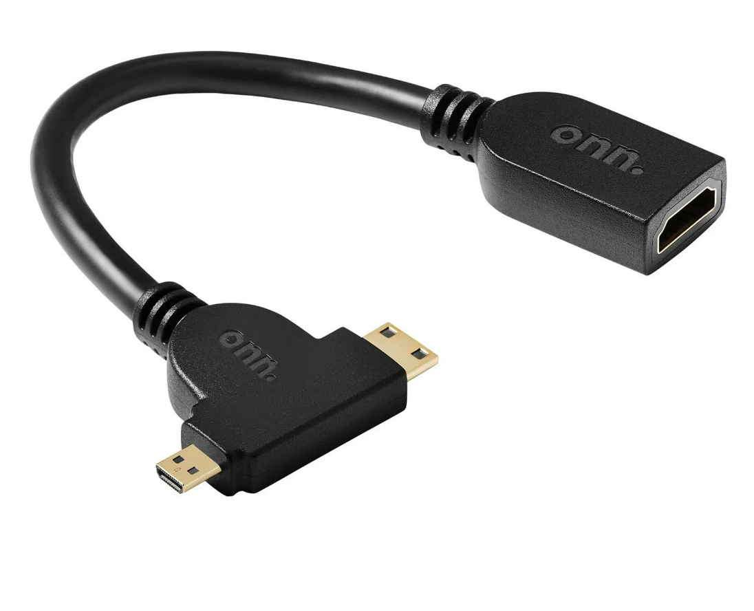 Onn. Mini-Micro HDMI, Black Color, 1P and 3P Channels.