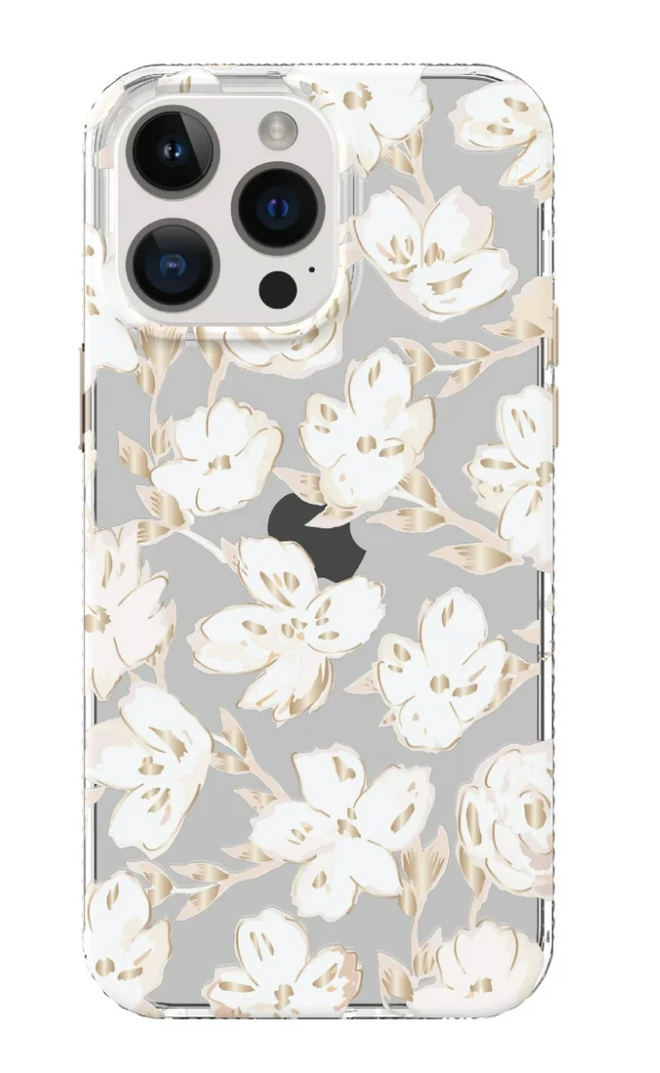 onn. White Whisp Floral Phone Case for iPhone 14 Pro Max