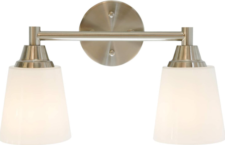 oulok Vanity Lights 2- Light Modern Brushed Nickel Bathroom Light Fixtures Over Mirror Sconces Wall Lighting with Opal White Glass Shades